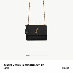 Good used condition YSL medium sunset purse in black/gold